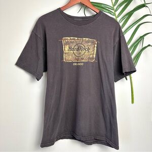 Hard Rock Cafe Chocolate Brown Graphic Tee 100% Cotton